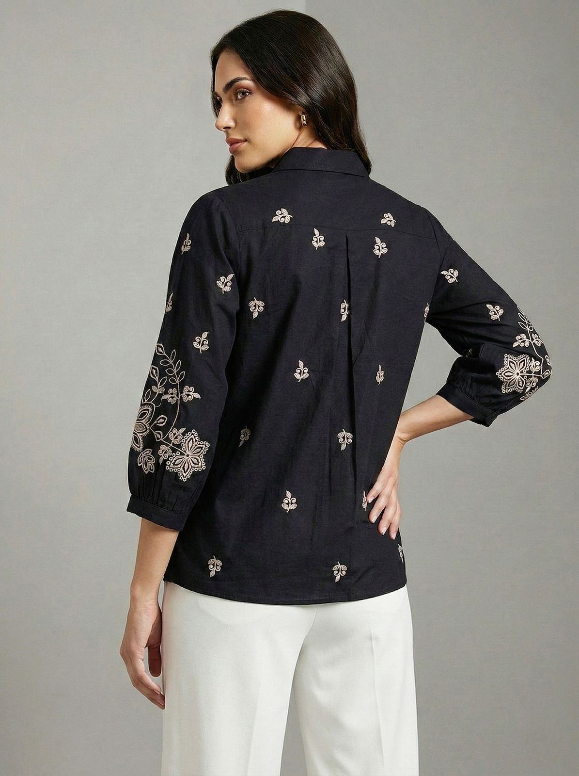 Kalparun Black Embroidered Shirt