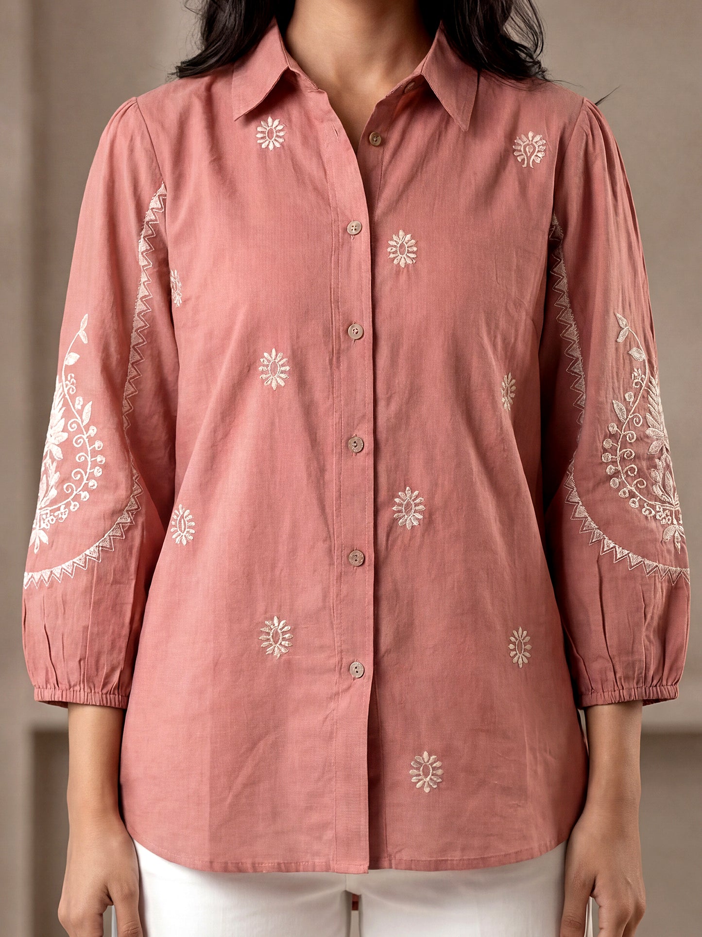 Kalparun Rust Embroidered Shirt