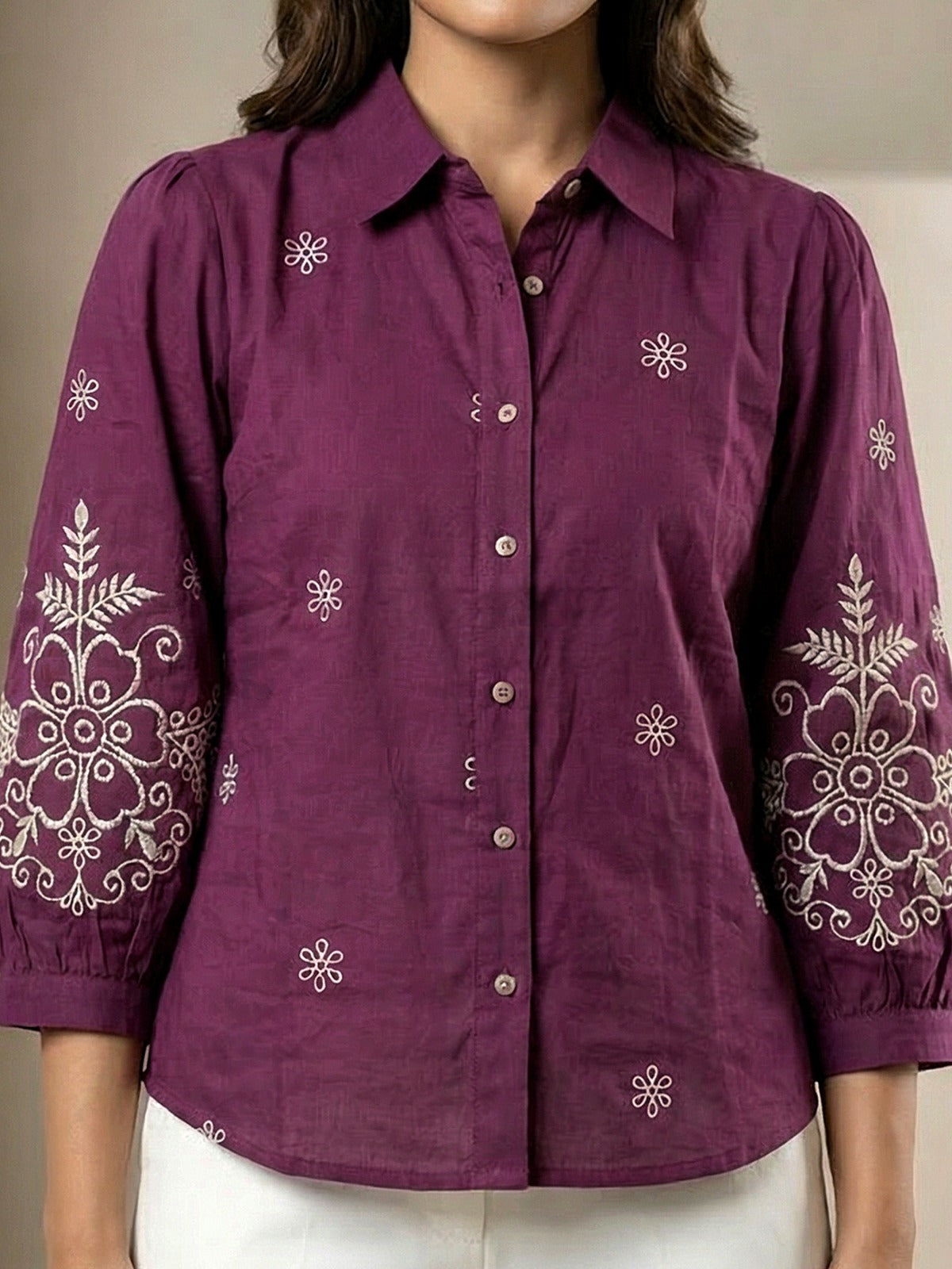 Kalparun Purple Embroidered Shirt
