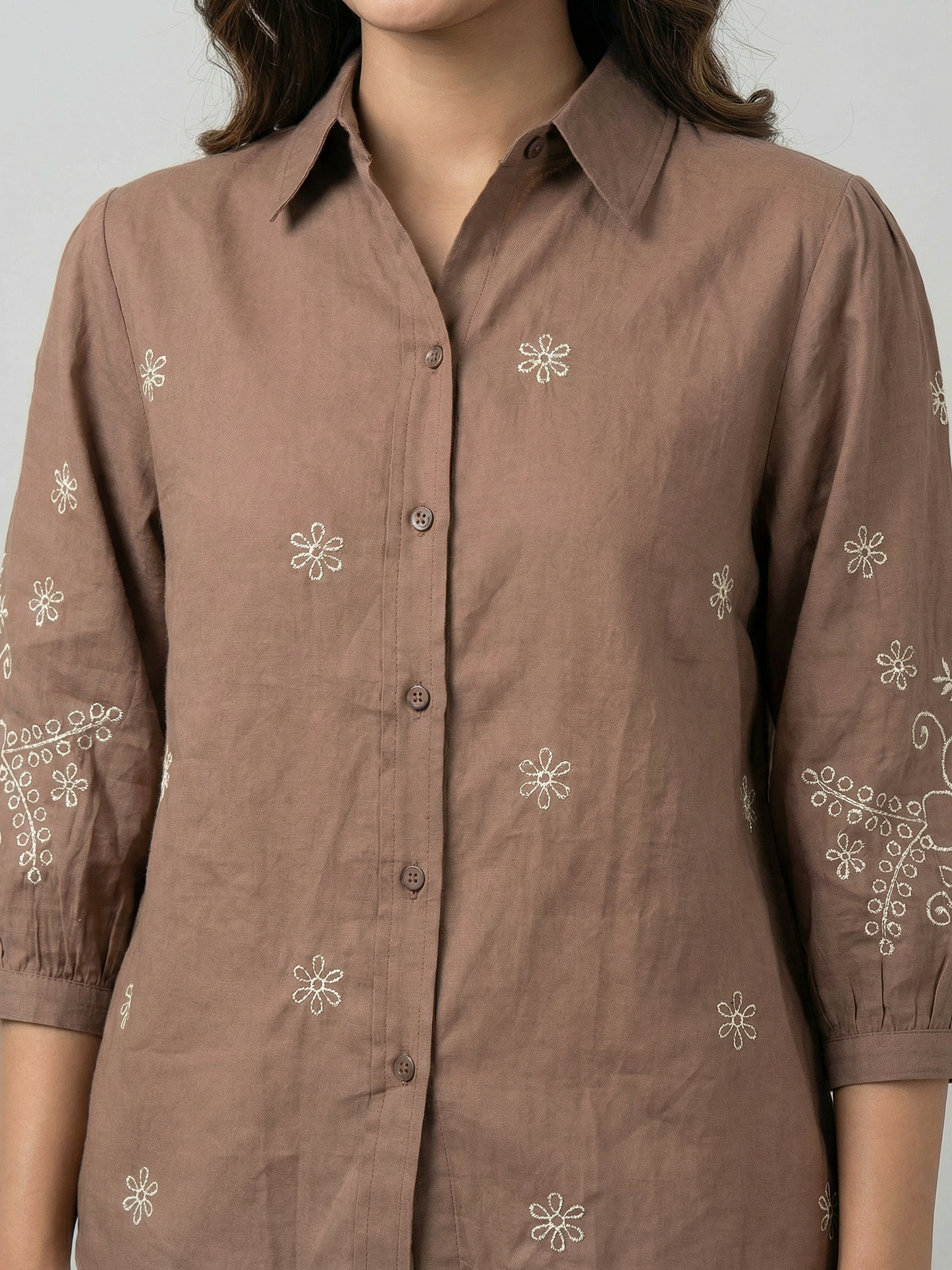 Kalparun Brown  Embroidered Shirt