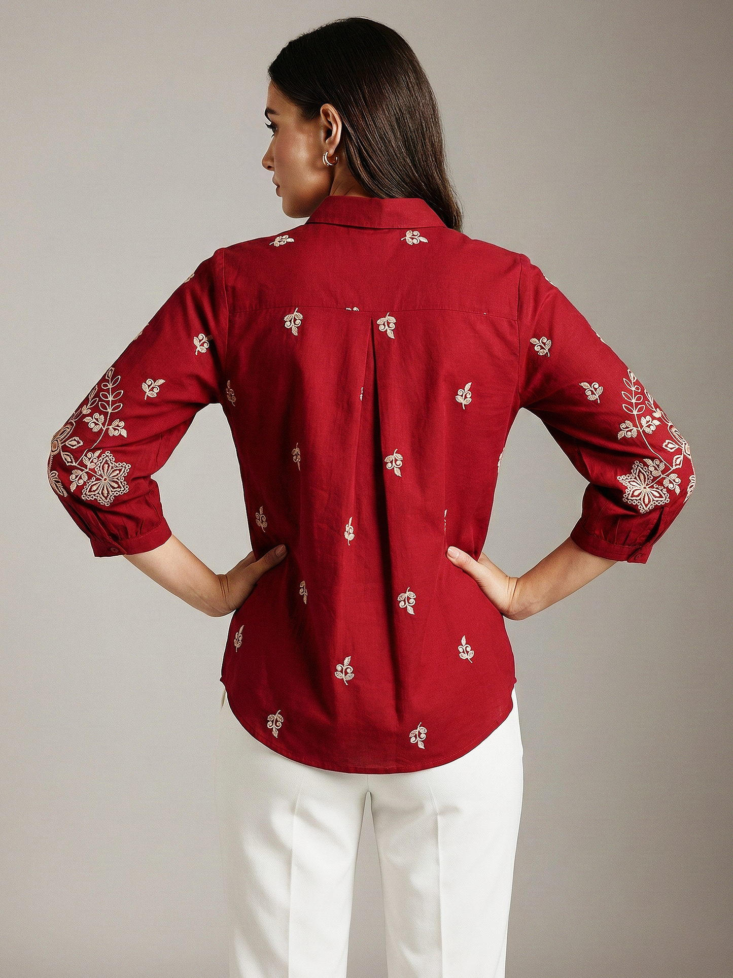 Kalparun Maroon Embroidered Shirt