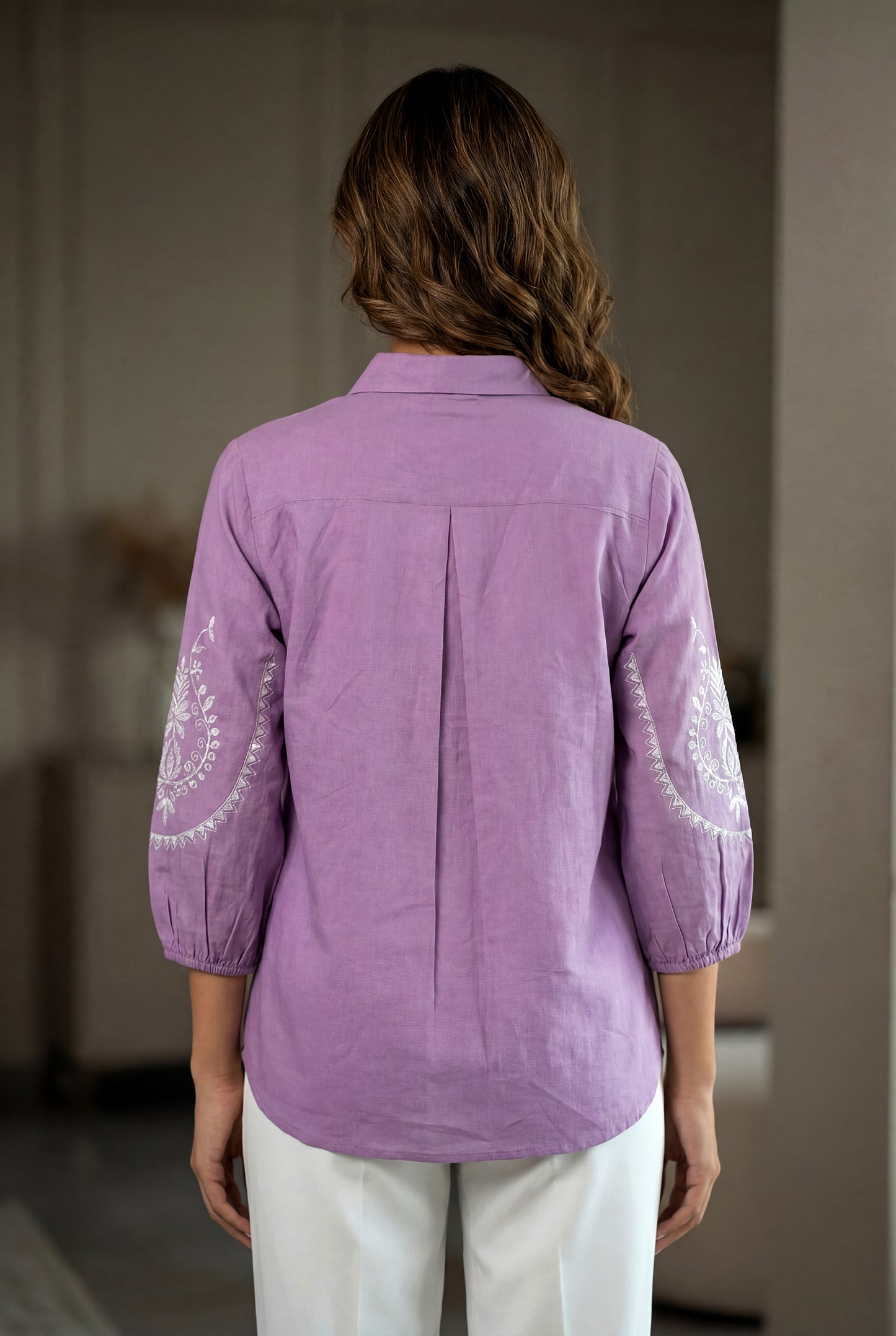 Kalparun Lavender Embroidered Shirt