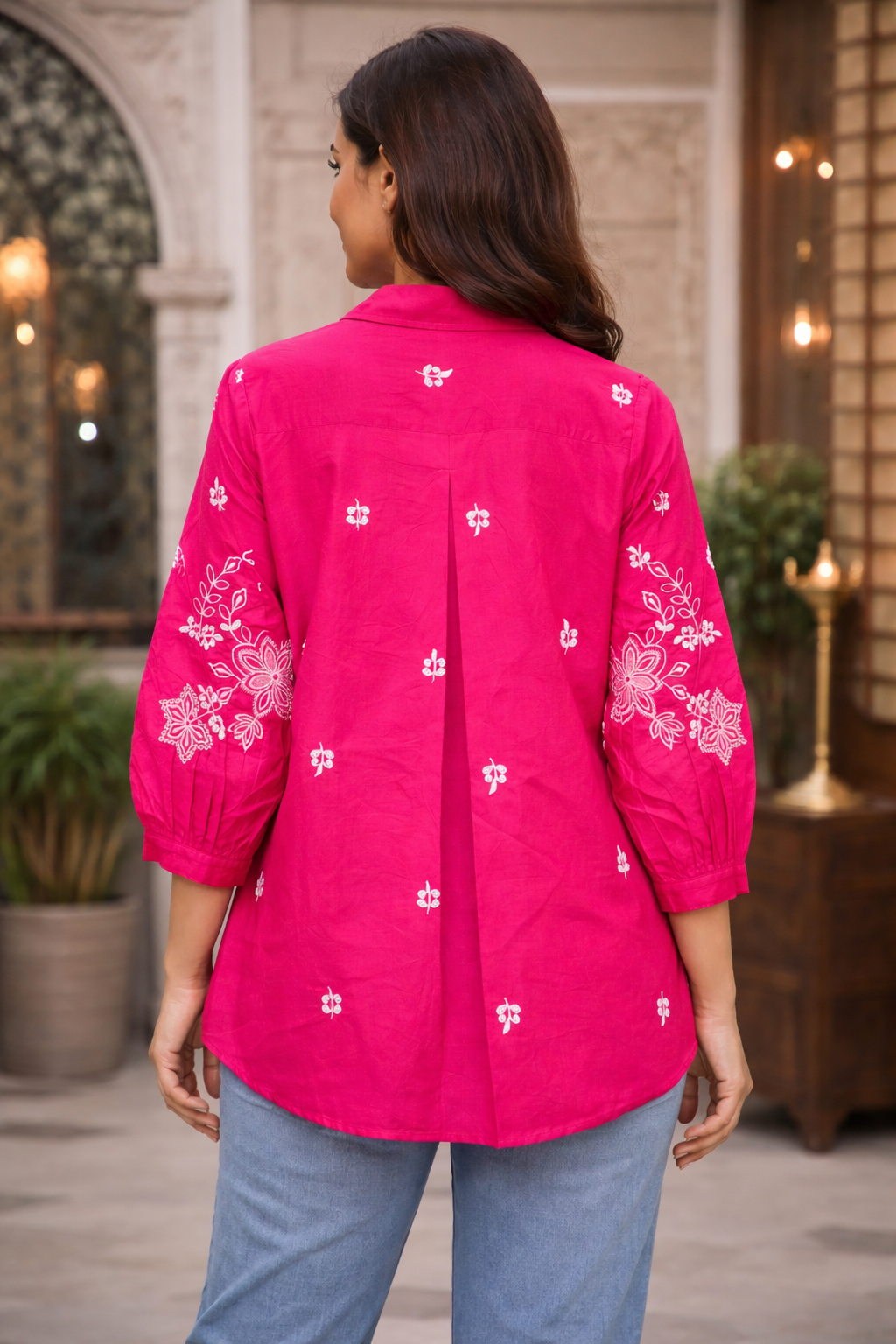 Kalparun Pink Embroidered Shirt