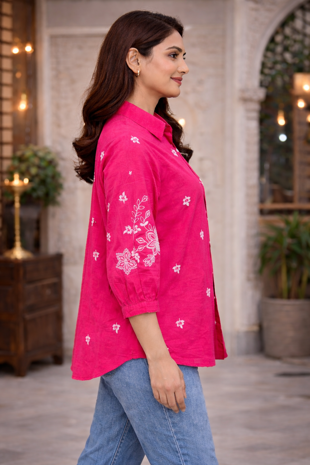 Kalparun Pink Embroidered Shirt