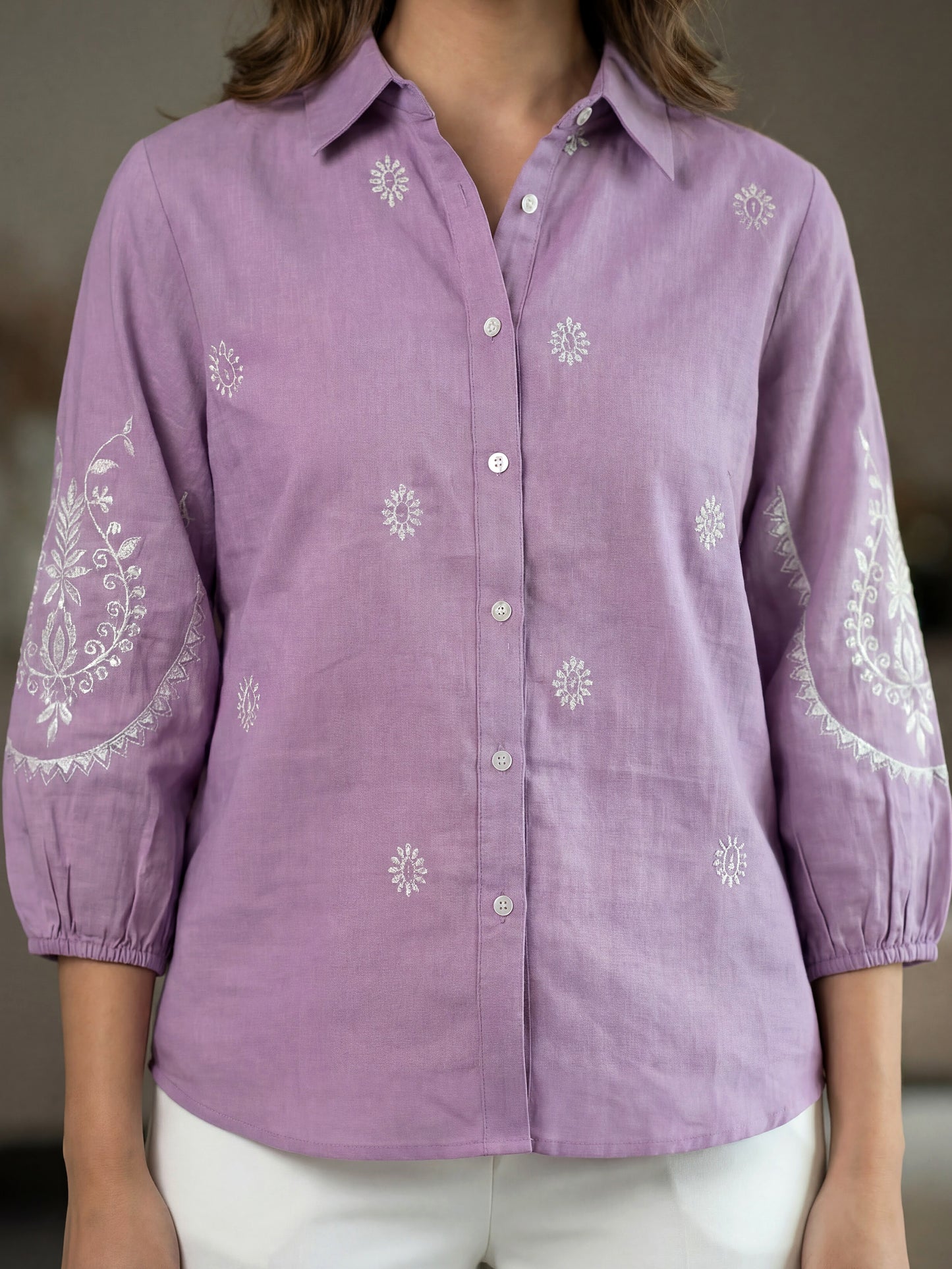 Kalparun Lavender Embroidered Shirt