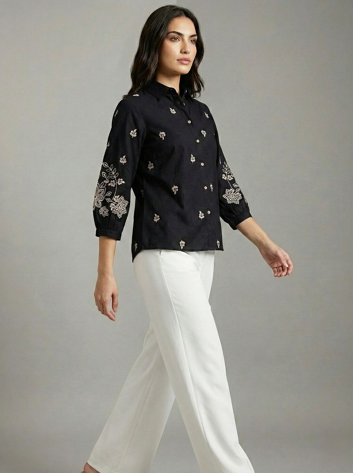 Kalparun Black Embroidered Shirt