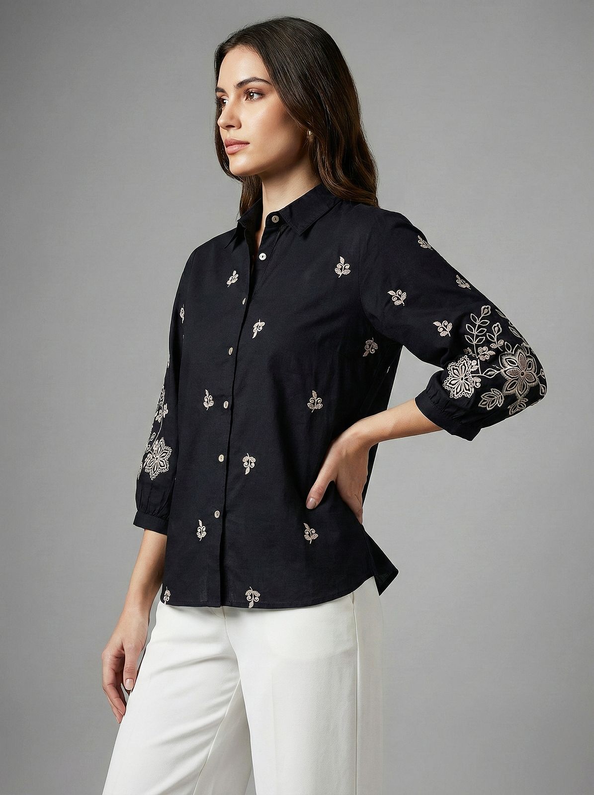 Kalparun Black Embroidered Shirt