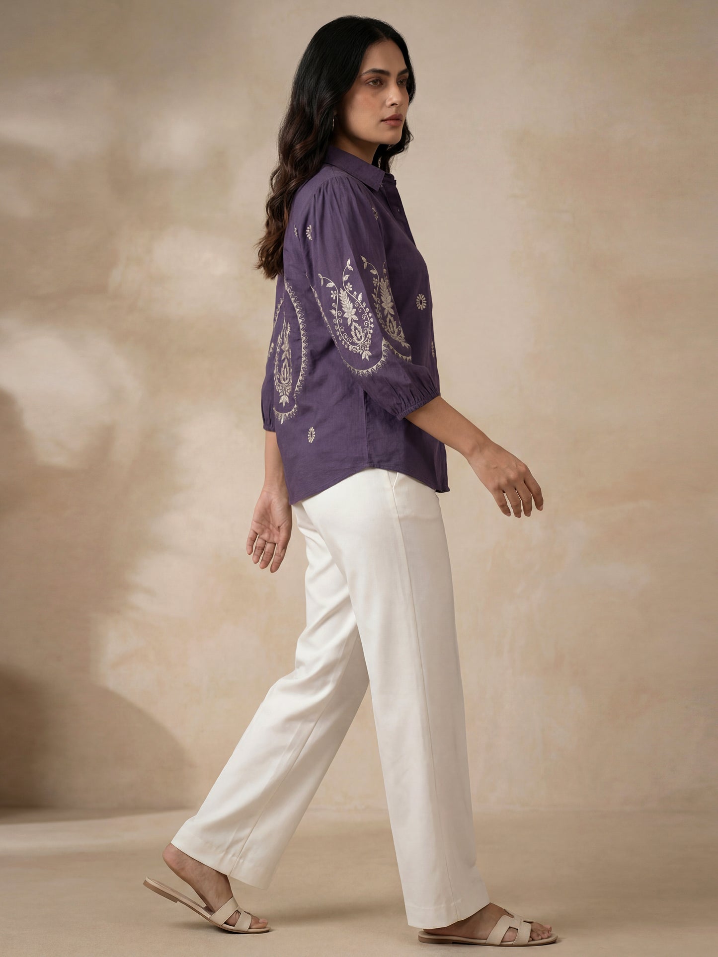 Kalparun Violet Embroidered Shirt