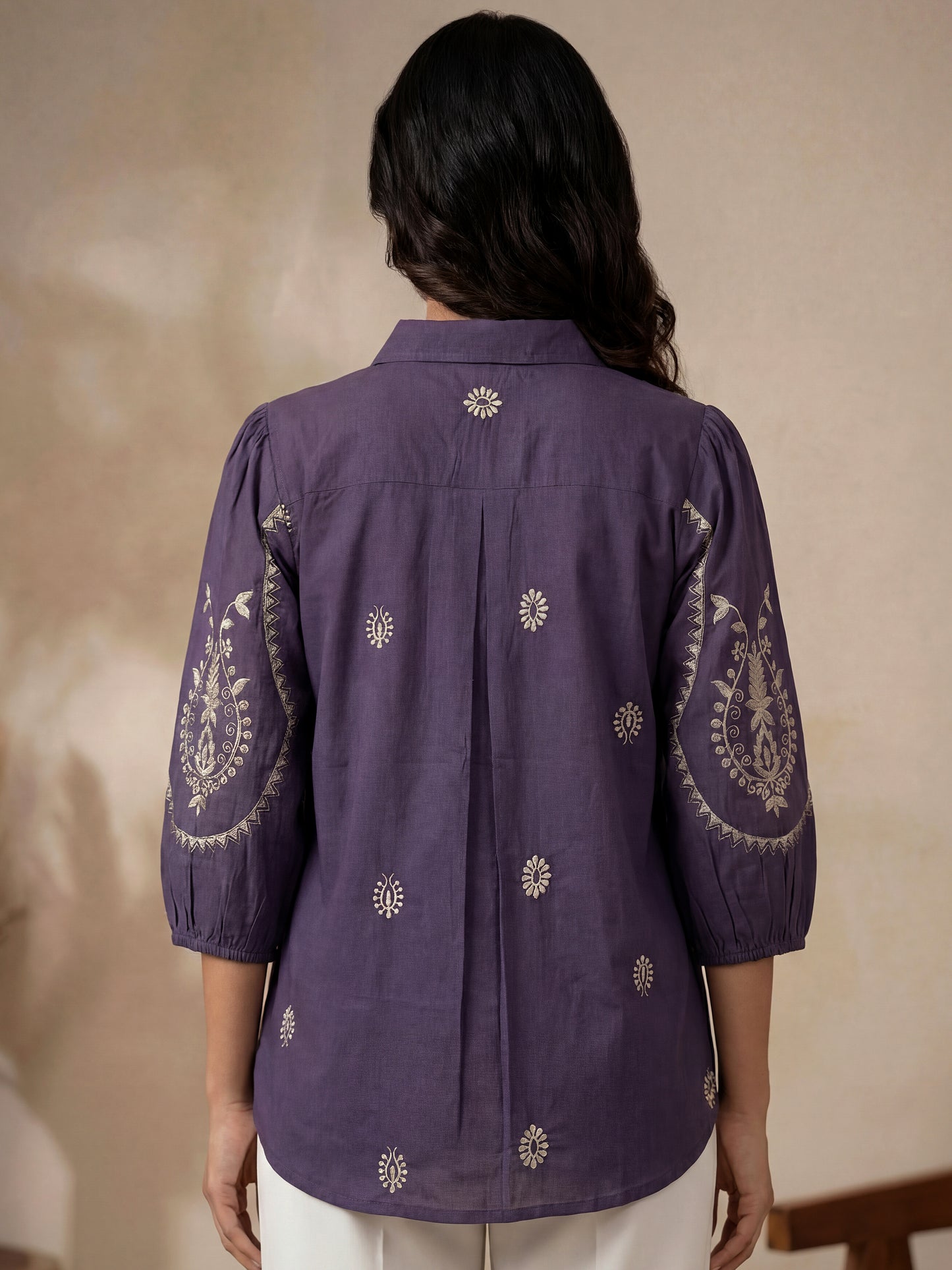 Kalparun Violet Embroidered Shirt