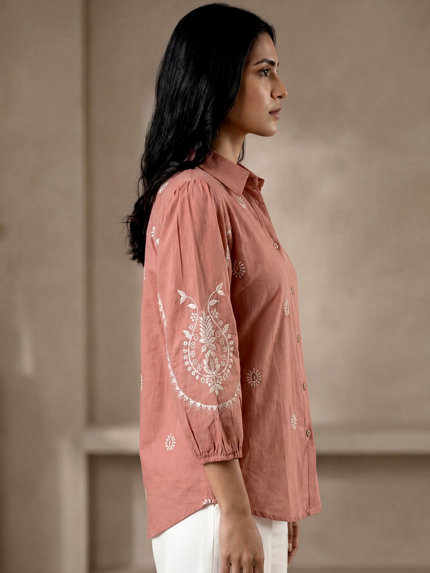 Kalparun Rust Embroidered Shirt