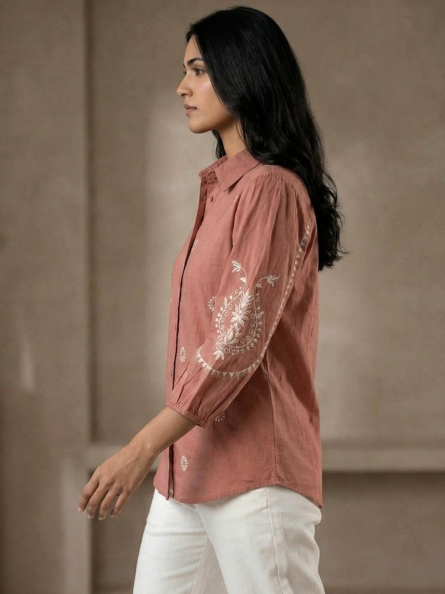 Kalparun Rust Embroidered Shirt
