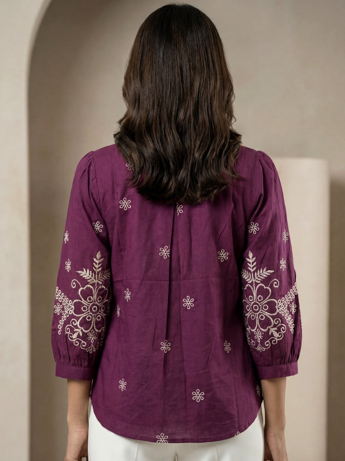 Kalparun Purple  Embroidered Shirt