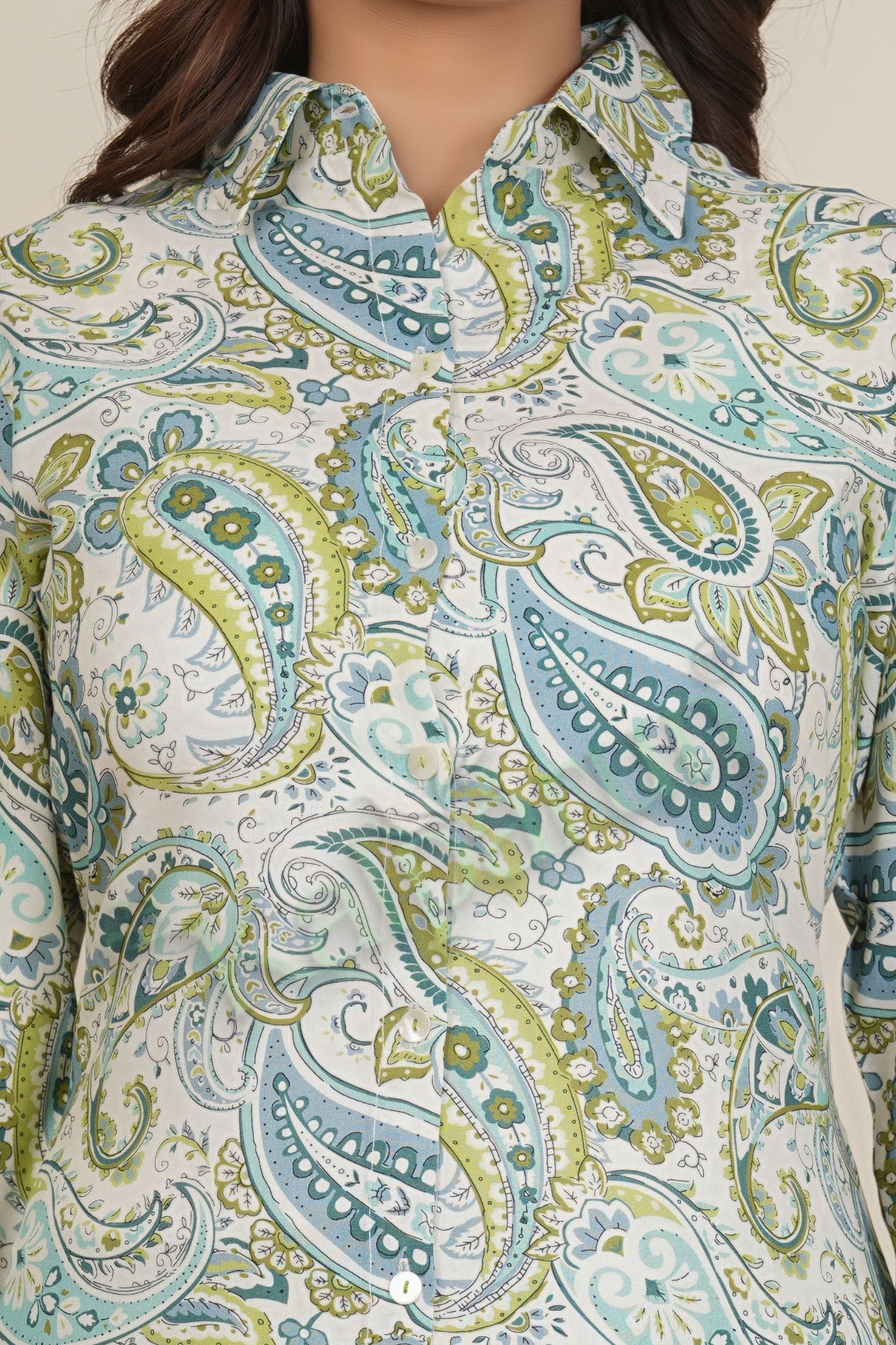 Kalparun Floral Print Rayon Kurta Set with Pants, Blue and Beige Kurta Set, Collared Neck